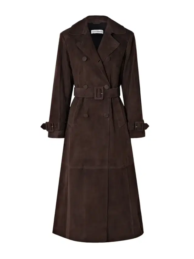Tate Belted Paneled Double-breasted Suede Trench Coat