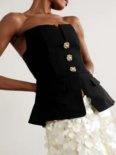 Self-Portrait Strapless Embellished Crepe Peplum Bustier Top | Thumbnail 3 Self-Portrait Strapless Embellished Crepe Peplum Bustier Top | Thumbnail 3