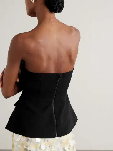 Self-Portrait Strapless Embellished Crepe Peplum Bustier Top | Thumbnail 4 Self-Portrait Strapless Embellished Crepe Peplum Bustier Top | Thumbnail 4