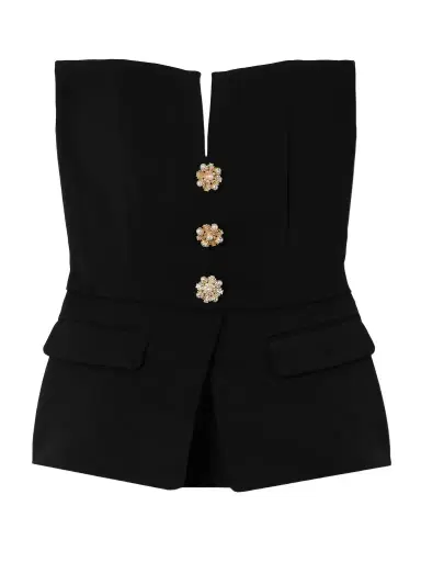 Self-Portrait Strapless Embellished Crepe Peplum Bustier Top | Thumbnail 1 Self-Portrait Strapless Embellished Crepe Peplum Bustier Top | Thumbnail 1