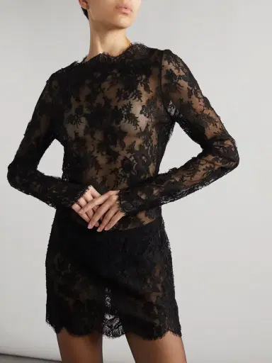 Saint Laurent Scalloped Cotton-blend Lace Mini Dress | Thumbnail 3 Saint Laurent Scalloped Cotton-blend Lace Mini Dress | Thumbnail 3