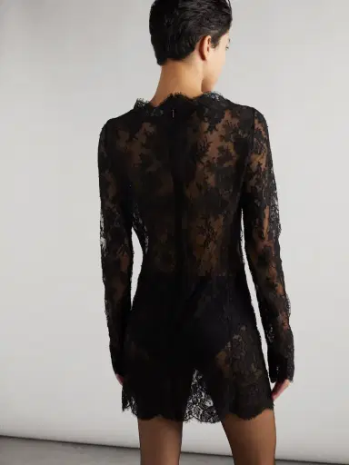 Saint Laurent Scalloped Cotton-blend Lace Mini Dress | Thumbnail 4 Saint Laurent Scalloped Cotton-blend Lace Mini Dress | Thumbnail 4