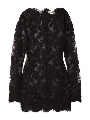 Saint Laurent Scalloped Cotton-blend Lace Mini Dress | Thumbnail 1 Saint Laurent Scalloped Cotton-blend Lace Mini Dress | Thumbnail 1