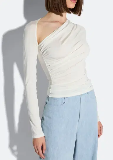 Lapointe Jersey Asymmetrical Ruched Top | Thumbnail 3 Lapointe Jersey Asymmetrical Ruched Top | Thumbnail 3
