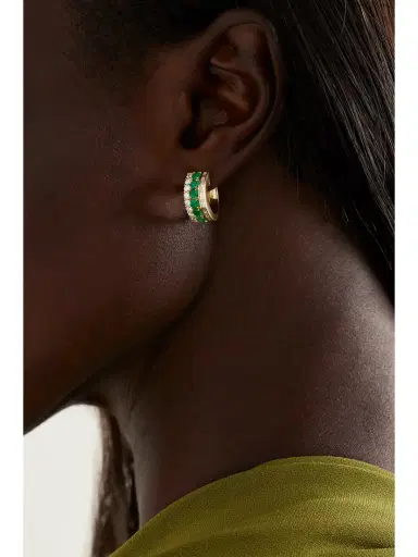 Anita Ko Lola 18-karat Gold, Emerald And Diamond Hoop Earrings | Thumbnail 2 Anita Ko Lola 18-karat Gold, Emerald And Diamond Hoop Earrings | Thumbnail 2
