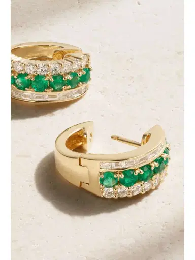 Anita Ko Lola 18-karat Gold, Emerald And Diamond Hoop Earrings | Thumbnail 3 Anita Ko Lola 18-karat Gold, Emerald And Diamond Hoop Earrings | Thumbnail 3