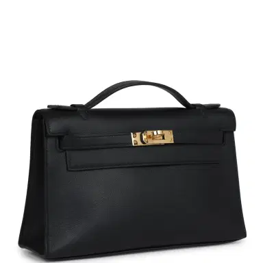 HERMÈS Hermes Kelly Pochette Black Swift Gold Hardware | Thumbnail 2 HERMÈS Hermes Kelly Pochette Black Swift Gold Hardware | Thumbnail 2