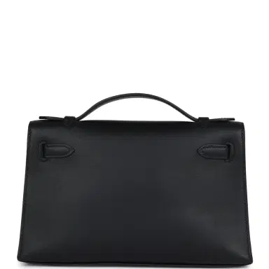 HERMÈS Hermes Kelly Pochette Black Swift Gold Hardware | Thumbnail 5 HERMÈS Hermes Kelly Pochette Black Swift Gold Hardware | Thumbnail 5
