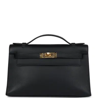 HERMÈS Hermes Kelly Pochette Black Swift Gold Hardware | Thumbnail 1 HERMÈS Hermes Kelly Pochette Black Swift Gold Hardware | Thumbnail 1