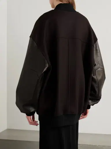 Khaite Spencer Wool-blend Felt And Leather Bomber Jacket | Thumbnail 3 Khaite Spencer Wool-blend Felt And Leather Bomber Jacket | Thumbnail 3
