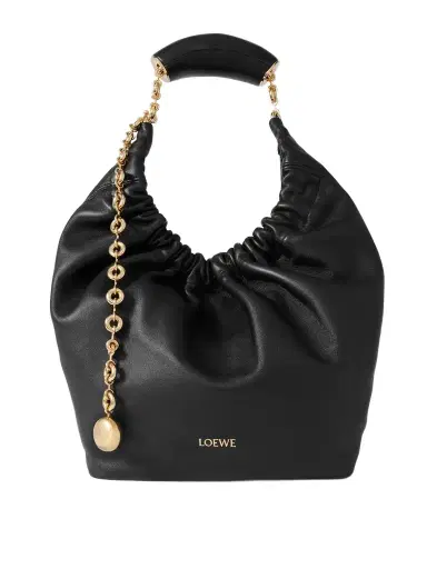 Loewe Squeeze Small Chain-embellished Gathered Leather Shoulder Bag | Thumbnail 1 Loewe Squeeze Small Chain-embellished Gathered Leather Shoulder Bag | Thumbnail 1