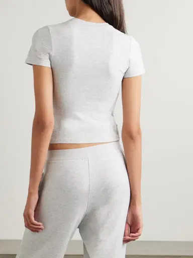 Skims Stretch-cotton Jersey T-shirt - Light Heather Grey | Thumbnail 4 Skims Stretch-cotton Jersey T-shirt - Light Heather Grey | Thumbnail 4