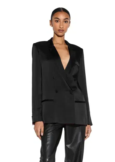 Lapointe Satin Double Breasted Blazer | Thumbnail 1 Lapointe Satin Double Breasted Blazer | Thumbnail 1