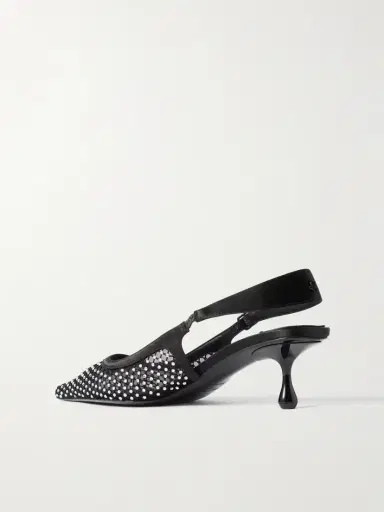 Jimmy Choo Amel 50 Crystal-embellished Mesh And Satin Slingback Pumps | Thumbnail 3 Jimmy Choo Amel 50 Crystal-embellished Mesh And Satin Slingback Pumps | Thumbnail 3