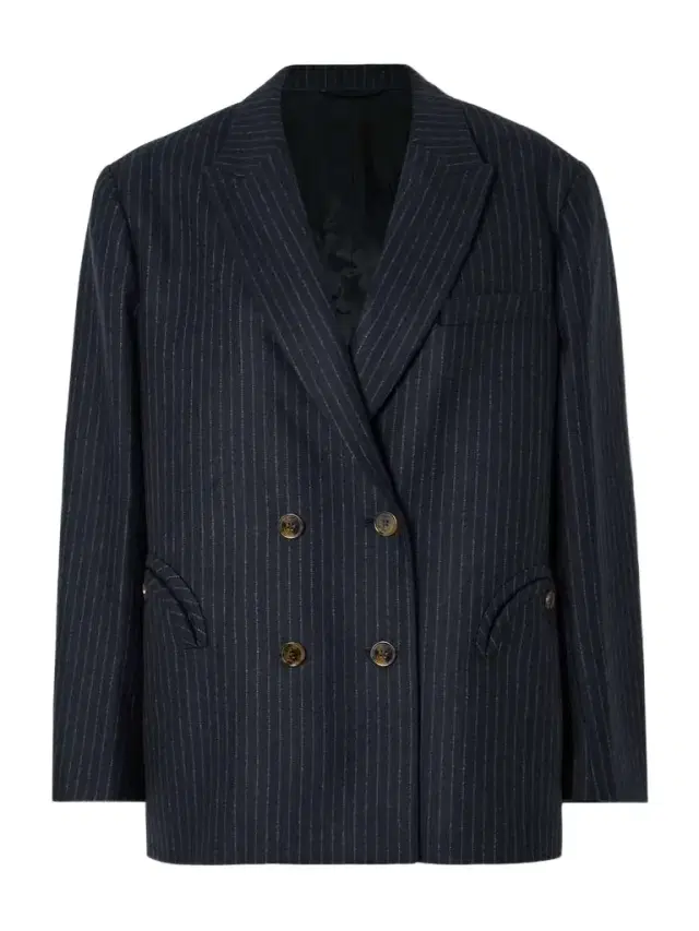 Nightbreak Double-breasted Pinstriped Wool And Cashmere-blend Blazer