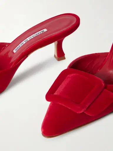 Manolo Blahnik Maysale 50 Buckled Velvet Mules | Thumbnail 4 Manolo Blahnik Maysale 50 Buckled Velvet Mules | Thumbnail 4