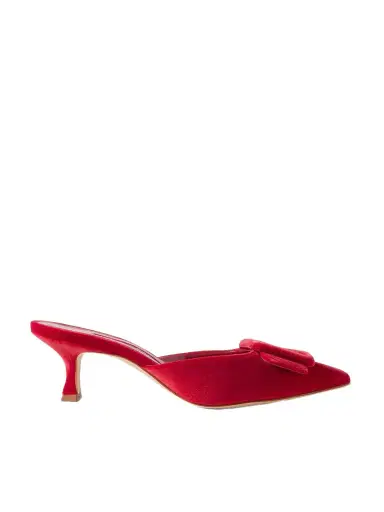 Manolo Blahnik Maysale 50 Buckled Velvet Mules | Thumbnail 1 Manolo Blahnik Maysale 50 Buckled Velvet Mules | Thumbnail 1