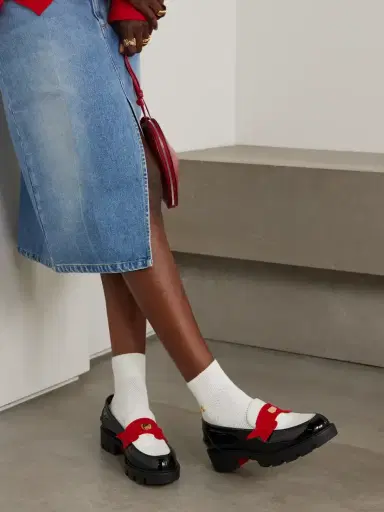 Christian Louboutin Penny Velour-trimmed Leather Loafers | Thumbnail 2 Christian Louboutin Penny Velour-trimmed Leather Loafers | Thumbnail 2