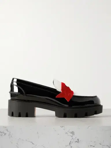 Christian Louboutin Penny Velour-trimmed Leather Loafers | Thumbnail 1 Christian Louboutin Penny Velour-trimmed Leather Loafers | Thumbnail 1