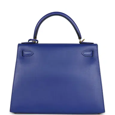 HERMÈS Hermes Kelly Sellier 28 Bleu Electric Tadelakt Gold Hardware | Thumbnail 4 HERMÈS Hermes Kelly Sellier 28 Bleu Electric Tadelakt Gold Hardware | Thumbnail 4
