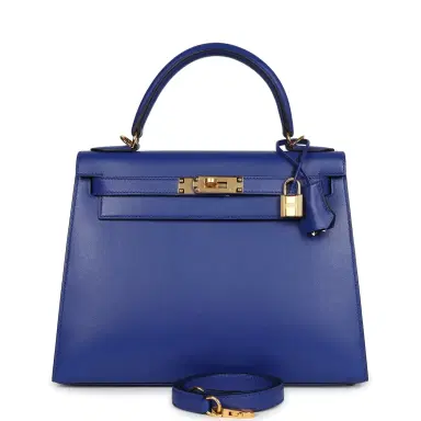 HERMÈS Hermes Kelly Sellier 28 Bleu Electric Tadelakt Gold Hardware | Thumbnail 1 HERMÈS Hermes Kelly Sellier 28 Bleu Electric Tadelakt Gold Hardware | Thumbnail 1
