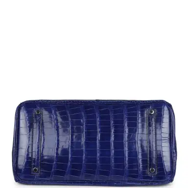 HERMÈS Pre-owned Hermes Birkin 35 Bleu Electric Shiny Porosus Crocodile Palladium Hardware | Thumbnail 6 HERMÈS Pre-owned Hermes Birkin 35 Bleu Electric Shiny Porosus Crocodile Palladium Hardware | Thumbnail 6