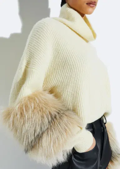 LAPOINTE Cashmere Turtleneck Sweater With Fur | Thumbnail 3 LAPOINTE Cashmere Turtleneck Sweater With Fur | Thumbnail 3