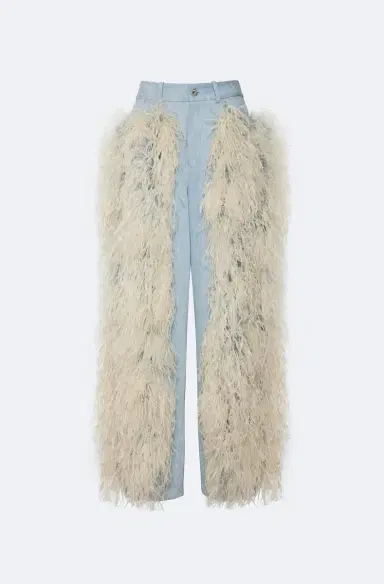 LAPOINTE Washed Denim Straight Leg Pant With Feathers | Thumbnail 4 LAPOINTE Washed Denim Straight Leg Pant With Feathers | Thumbnail 4