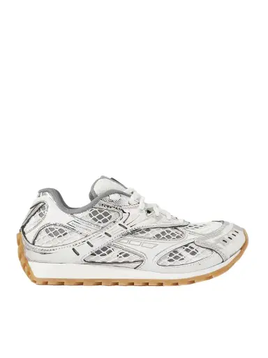Bottega Veneta Orbit Metallic Rubber, Mesh And Fishnet Sneakers | Thumbnail 1 Bottega Veneta Orbit Metallic Rubber, Mesh And Fishnet Sneakers | Thumbnail 1