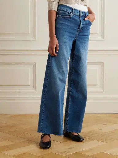 Frame Le Slim Palazzo Distressed High-rise Wide-leg Organic Jeans | Thumbnail 3 Frame Le Slim Palazzo Distressed High-rise Wide-leg Organic Jeans | Thumbnail 3