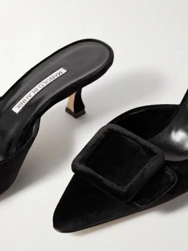 Manolo Blahnik Maysale 50 Buckled Velvet Mules | Thumbnail 4 Manolo Blahnik Maysale 50 Buckled Velvet Mules | Thumbnail 4