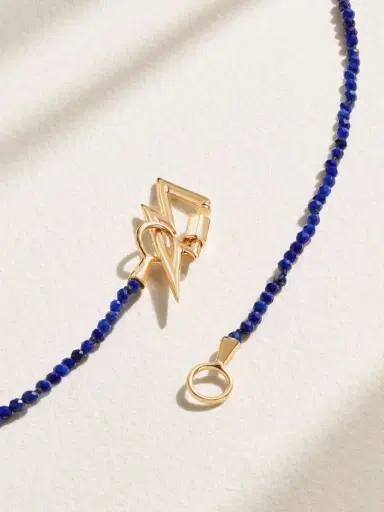 Marla Aaron Itty Bitty Strand 14-karat Gold Lapis Lazuli Necklace | Thumbnail 3 Marla Aaron Itty Bitty Strand 14-karat Gold Lapis Lazuli Necklace | Thumbnail 3