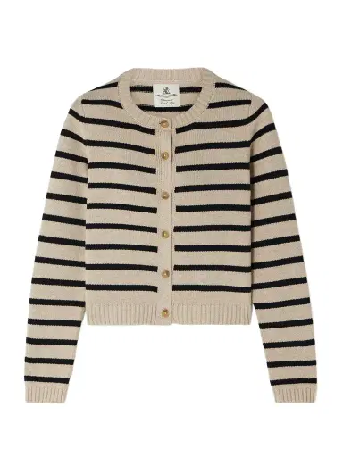 Denimist Cropped Striped Cotton-blend Cardigan - x large | Thumbnail 1 Denimist Cropped Striped Cotton-blend Cardigan - x large | Thumbnail 1
