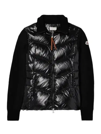 Moncler Appliquéd Wool And Quilted Shell Down Jacket | Thumbnail 1 Moncler Appliquéd Wool And Quilted Shell Down Jacket | Thumbnail 1