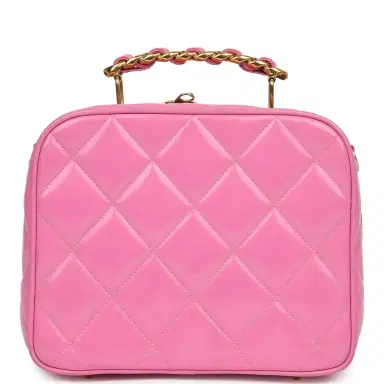 Chanel Vintage Chanel Lunchbox Vanity Bag Pink Patent Gold Hardware | Thumbnail 1 Chanel Vintage Chanel Lunchbox Vanity Bag Pink Patent Gold Hardware | Thumbnail 1