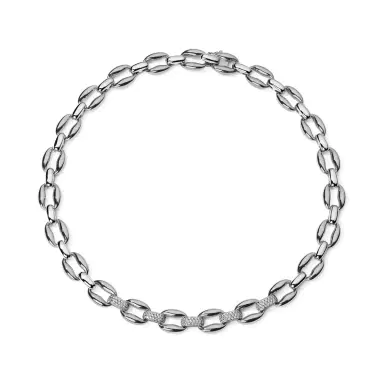 Stephanie Gottlieb Gold and Pave Oval Link Necklace with 5 Pave Sections | Thumbnail 2 Stephanie Gottlieb Gold and Pave Oval Link Necklace with 5 Pave Sections | Thumbnail 2