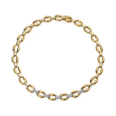 Stephanie Gottlieb Gold and Pave Oval Link Necklace with 5 Pave Sections | Thumbnail 3 Stephanie Gottlieb Gold and Pave Oval Link Necklace with 5 Pave Sections | Thumbnail 3