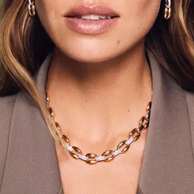 Stephanie Gottlieb Gold and Pave Oval Link Necklace with 5 Pave Sections | Thumbnail 4 Stephanie Gottlieb Gold and Pave Oval Link Necklace with 5 Pave Sections | Thumbnail 4
