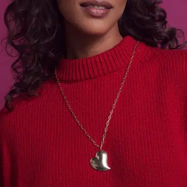 Stephanie Gottlieb Heartfelt Gold Jumbo Puffy Heart with Paperclip Chain Necklace | Thumbnail 3 Stephanie Gottlieb Heartfelt Gold Jumbo Puffy Heart with Paperclip Chain Necklace | Thumbnail 3