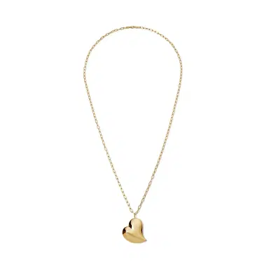Stephanie Gottlieb Heartfelt Gold Jumbo Puffy Heart with Paperclip Chain Necklace | Thumbnail 4 Stephanie Gottlieb Heartfelt Gold Jumbo Puffy Heart with Paperclip Chain Necklace | Thumbnail 4