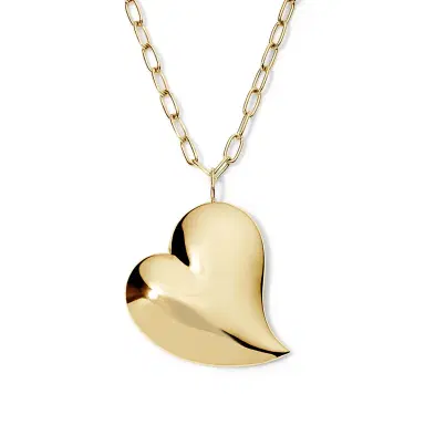 Stephanie Gottlieb Heartfelt Gold Jumbo Puffy Heart with Paperclip Chain Necklace | Thumbnail 1 Stephanie Gottlieb Heartfelt Gold Jumbo Puffy Heart with Paperclip Chain Necklace | Thumbnail 1