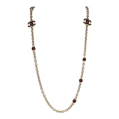 Chanel Chanel CC Gripoix Burgundy Beaded Necklace Gold Hardware | Thumbnail 1 Chanel Chanel CC Gripoix Burgundy Beaded Necklace Gold Hardware | Thumbnail 1