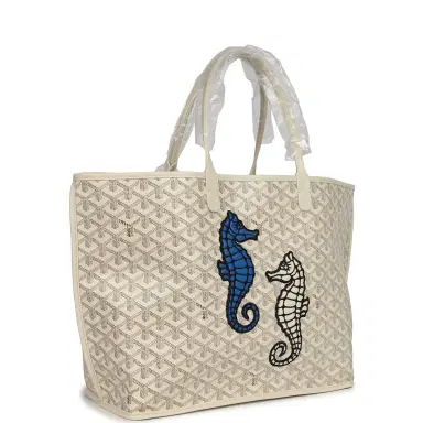 goyard Goyard Goyardine Sand Anjou PM Embroidered Seahorse Bag Palladium Hardware | Thumbnail 2 goyard Goyard Goyardine Sand Anjou PM Embroidered Seahorse Bag Palladium Hardware | Thumbnail 2