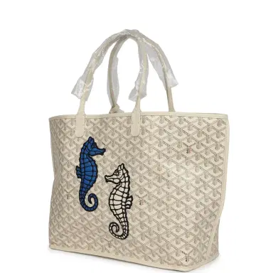 goyard Goyard Goyardine Sand Anjou PM Embroidered Seahorse Bag Palladium Hardware | Thumbnail 5 goyard Goyard Goyardine Sand Anjou PM Embroidered Seahorse Bag Palladium Hardware | Thumbnail 5