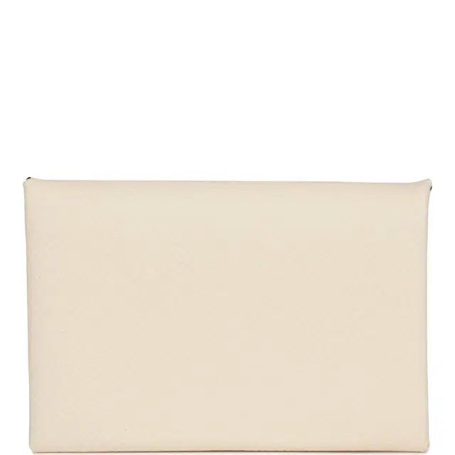 Hermes Calvi Card Holder Nata Verso Epsom Palladium Hardware Hermes Calvi Card Holder Nata Verso Epsom Palladium Hardware