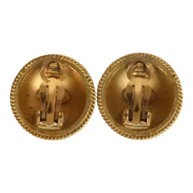 Chanel Vintage Chanel CC Round Button Clip On Earrings Gold Metal | Thumbnail 4 Chanel Vintage Chanel CC Round Button Clip On Earrings Gold Metal | Thumbnail 4
