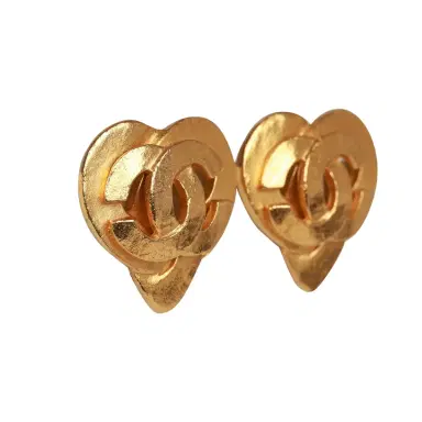 Chanel Vintage Chanel Gold CC Heart Earrings | Thumbnail 2 Chanel Vintage Chanel Gold CC Heart Earrings | Thumbnail 2