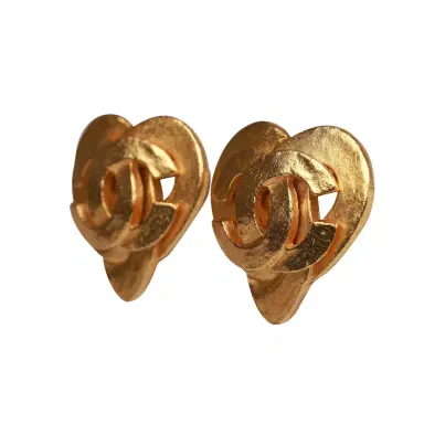 Chanel Vintage Chanel Gold CC Heart Earrings | Thumbnail 3 Chanel Vintage Chanel Gold CC Heart Earrings | Thumbnail 3