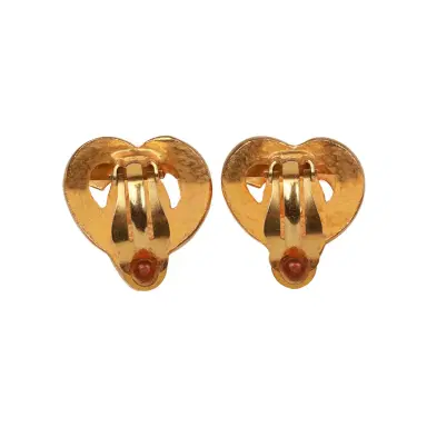 Chanel Vintage Chanel Gold CC Heart Earrings | Thumbnail 4 Chanel Vintage Chanel Gold CC Heart Earrings | Thumbnail 4