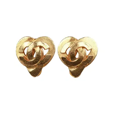 Chanel Vintage Chanel Gold CC Heart Earrings | Thumbnail 1 Chanel Vintage Chanel Gold CC Heart Earrings | Thumbnail 1